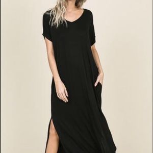 Maxi long black tunic style dress
